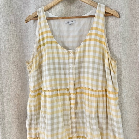 Madewell Button-Front Tiered Mini
Dress Yellow Gingham Dress - Picture 8 of 9